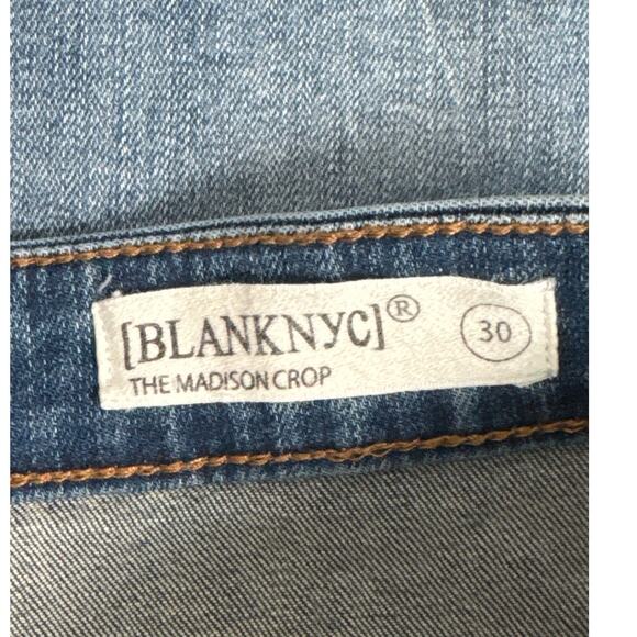 Blank NYC The Madison High Rise Straight Leg Crop Jeans Medium Wash Size 30 - Picture 5 of 13